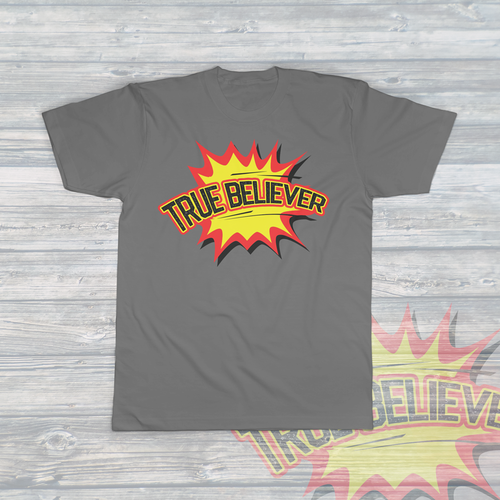 True Believer Superhero Unisex Short Sleeve Tee - Deep Grey