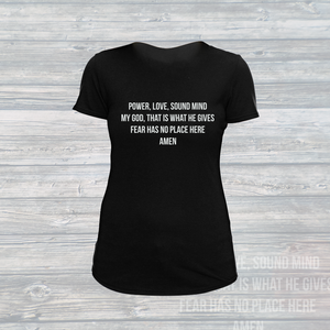 Womens Stamped 2 Timothy 1:7 Swoop T-Shirt