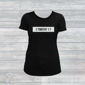 Womens Stamped 2 Timothy 1:7 Swoop T-Shirt