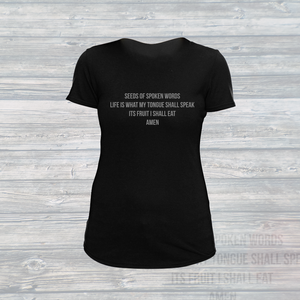 Womens Stamped Proverbs 18:21 Swoop T-Shirt