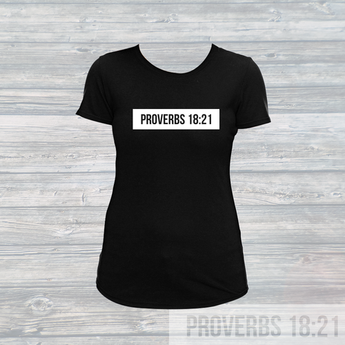 Womens Stamped Proverbs 18:21 Swoop T-Shirt