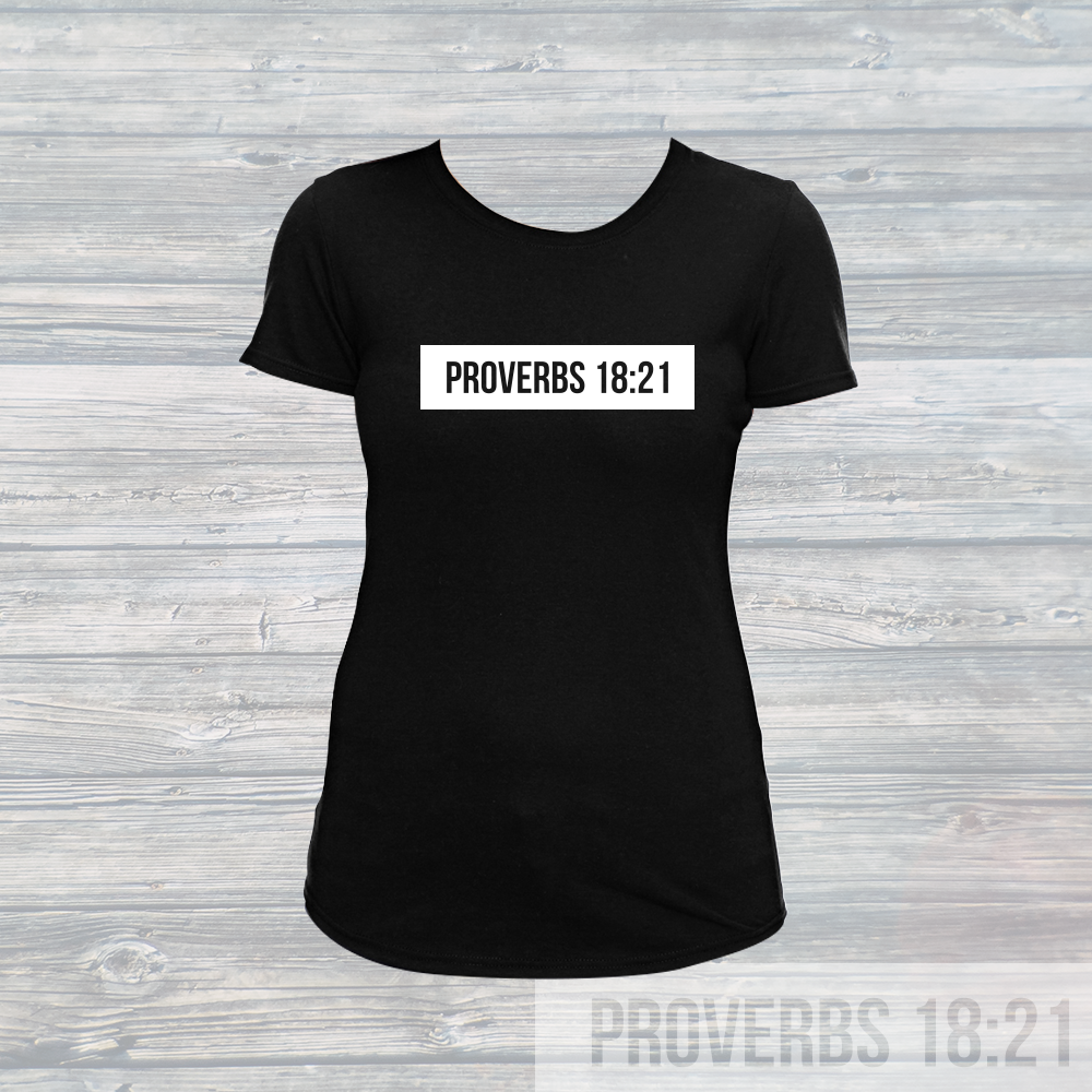 Womens Stamped Proverbs 18:21 Swoop T-Shirt