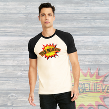 Load image into Gallery viewer, True Believer Super Hero Unisex Short Sleeve Baseball Tee