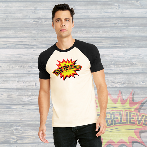 True Believer Super Hero Unisex Short Sleeve Baseball Tee