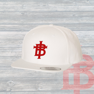 The TB Hat ~ White & Radical Red Logo