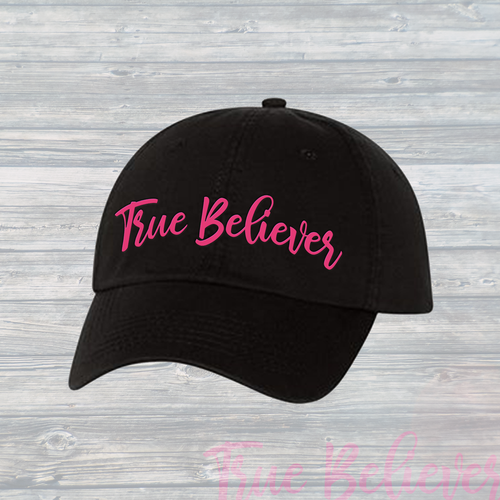 The True Believer Dad Hat ~ Bold Black & Pink